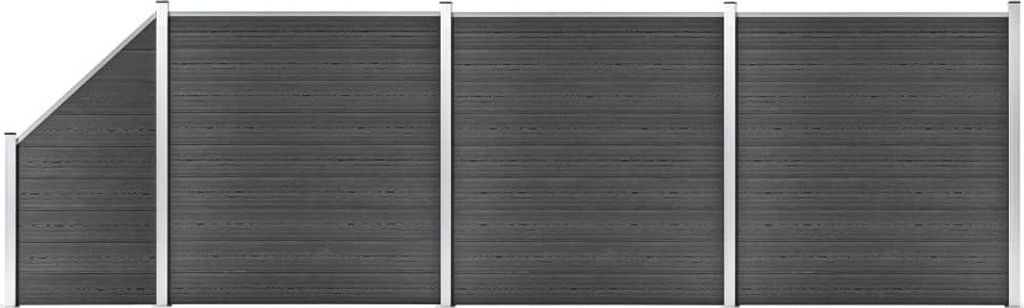 Maison Exclusive - Zaunelement Set WPC 619x(105-186) cm Schwarz