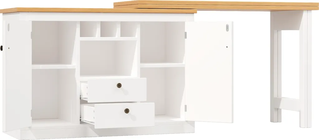 Table haute blanche pivotante à 360° modulable avec casier à bouteilles - 19