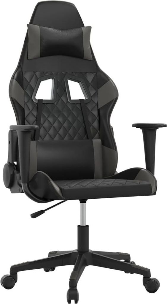 Gaming-Stuhl Schwarz und Grau Kunstleder