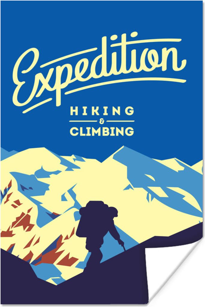 MuchoWow Poster Berg - Sport - Blau 120x180 cm - Kunstposter