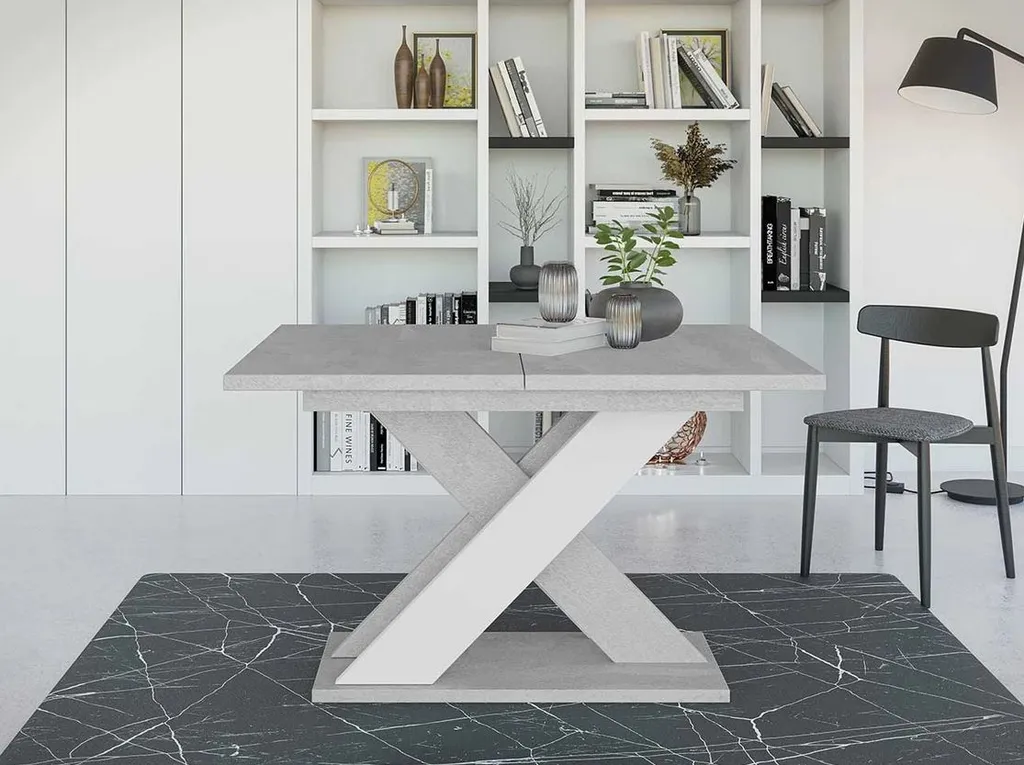 Table à manger gain de place FIGOL extensible 120cm - Gris et Blanc - 3