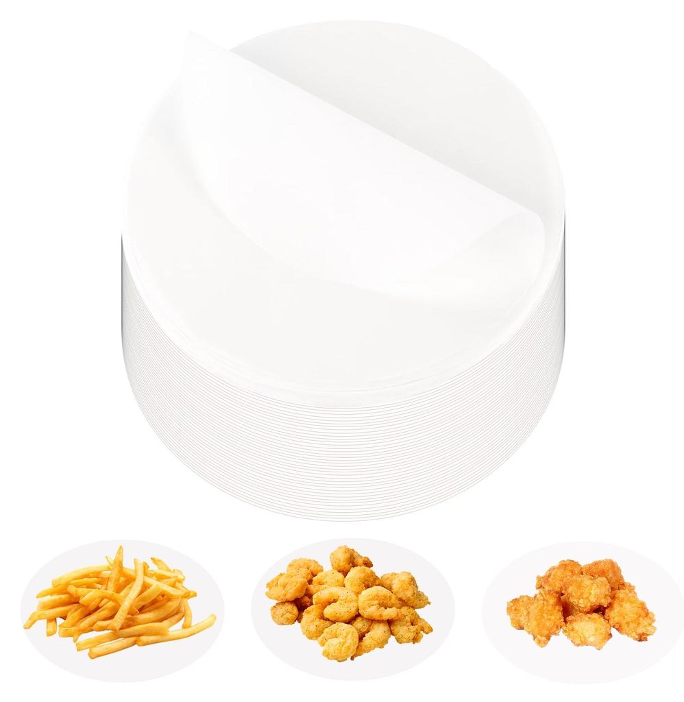 200 runde Backbleche, Ø 30 cm, weiß, Antihaftbeschichtung, hitzebeständig, geeignet für Heißluftfritteusen, Backöfen, Grills, Pizza- und Kuch...