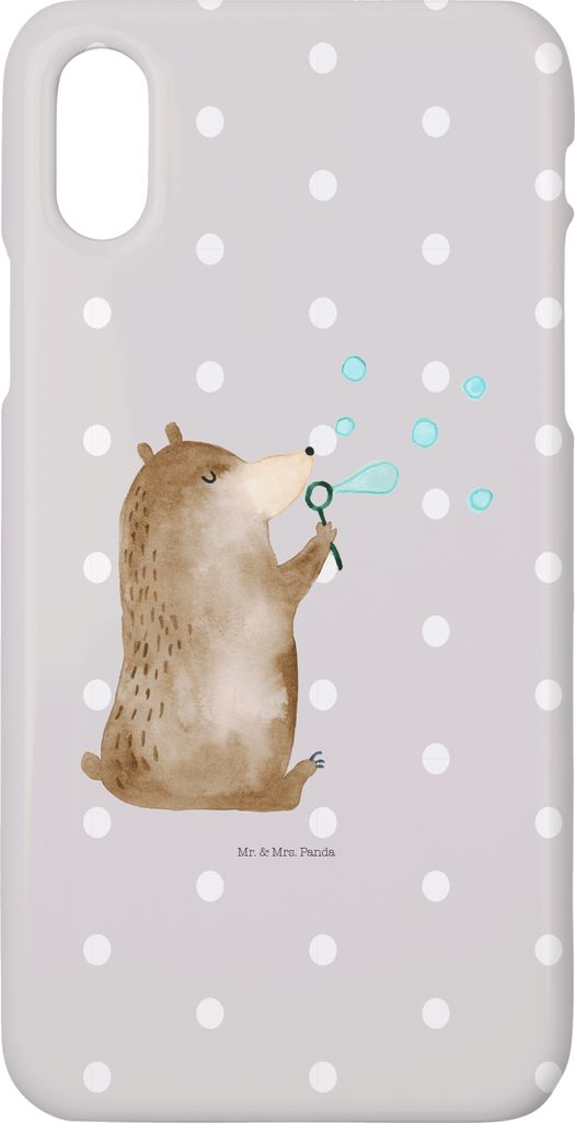 Mr. & Mrs. Panda Iphone 10 Handyhülle Bär Seifenblasen - Grau Pastell - Geschenk, X, Handy, Hülle, Cover, Lustig Sein Glücklich Traurig Happy, ...