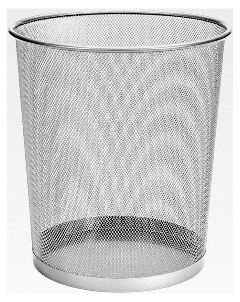 KOMO Papierkorb, 12L Metall Abfalleimer für Büro | Runder Mülleimer für Arbeitszimmer, Küche | Stabile Ausführung, 266x218x280 mm, Silber