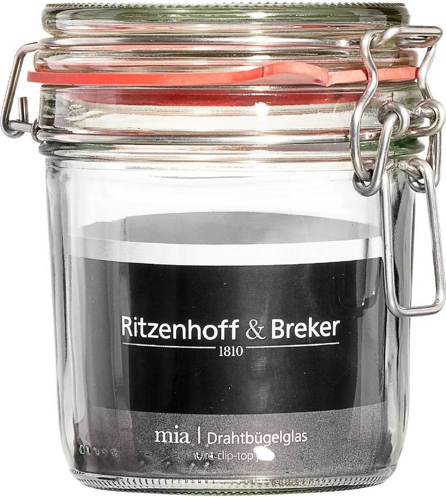 Ritzenhoff & Breker Einmachglas/Vorratsglas "MIA", 370 ml aus Glas, mit Bügelverschluss aus Metall und Gummiring - 6 St