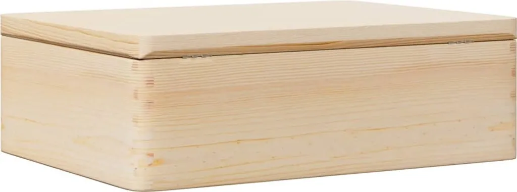 Coffre de rangement en bois de pin massif 40x30x13 cm avec couvercle
