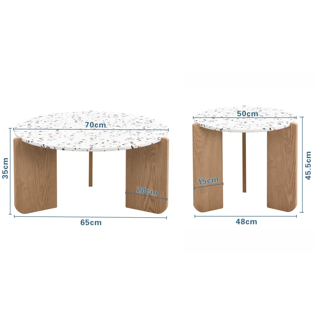 Table Basse Gigogne Composable Moderne Coloris Naturel pour Petit Salon
