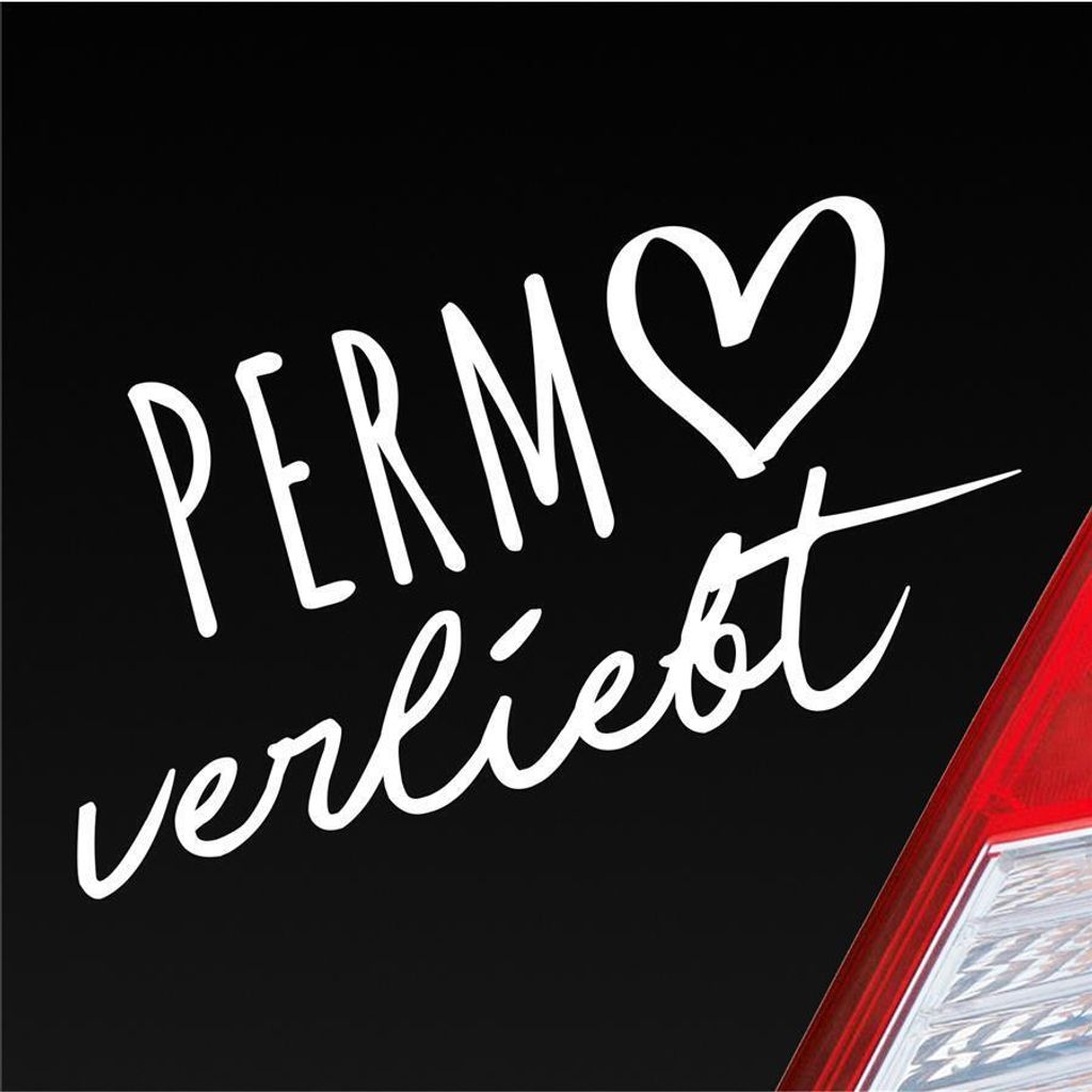 Auto Aufkleber Perm verliebt Herz Stadt Heimat Liebe Car 19x10 cm Weiss Glanz Sticker Heckscheibenaufkleber