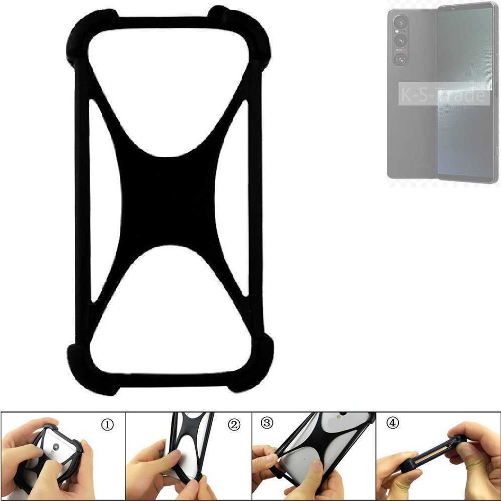 K-S-Trade Handy-Hülle Schutz-Hülle kompatibel mit Sony Xperia 1 V Silikon Bumper TPU Softcase Smartphone Stoßschutz, schwarz