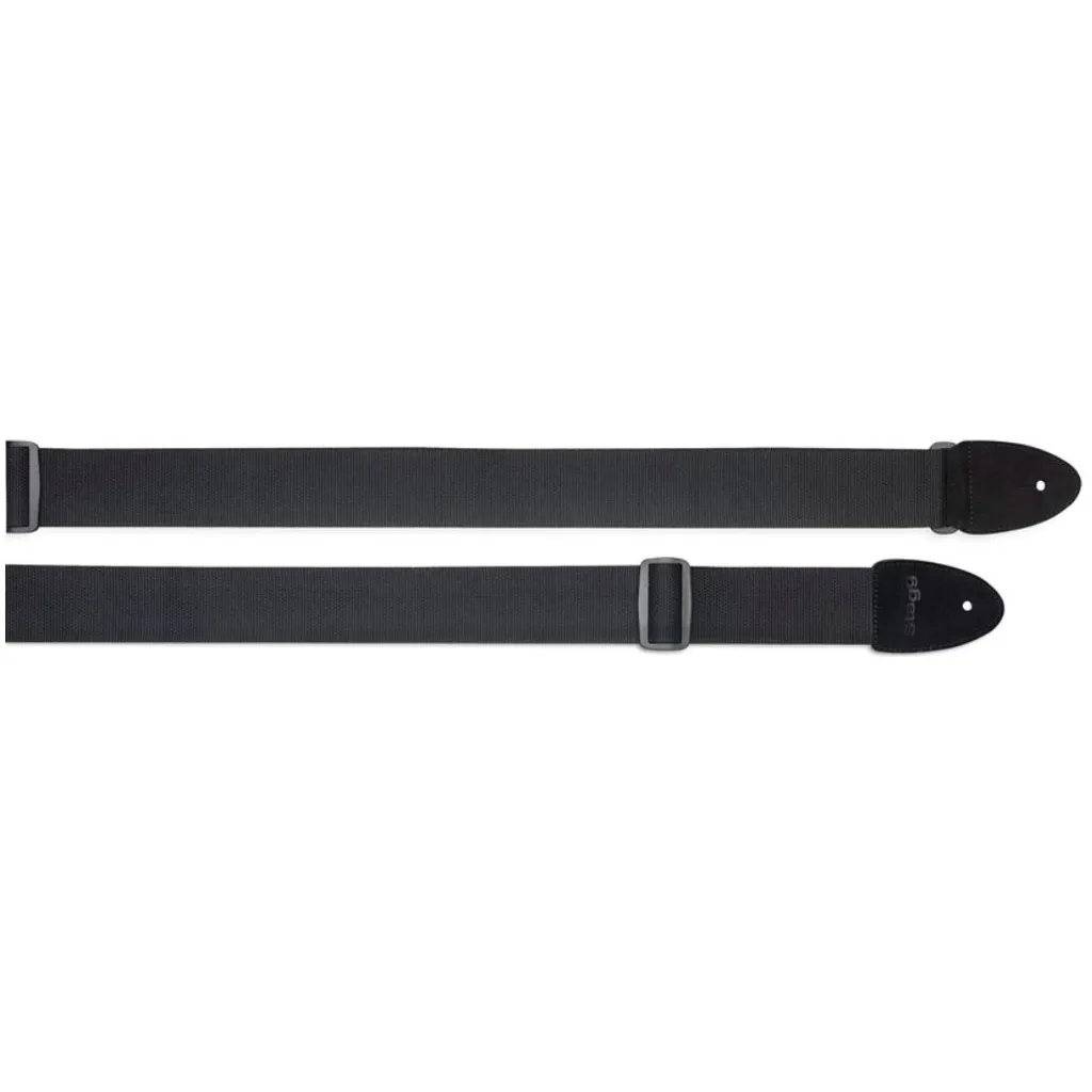 Sangle Guitare Nylon Noir Stagg SNV5 BK avec Embouts Cuir Renforcés