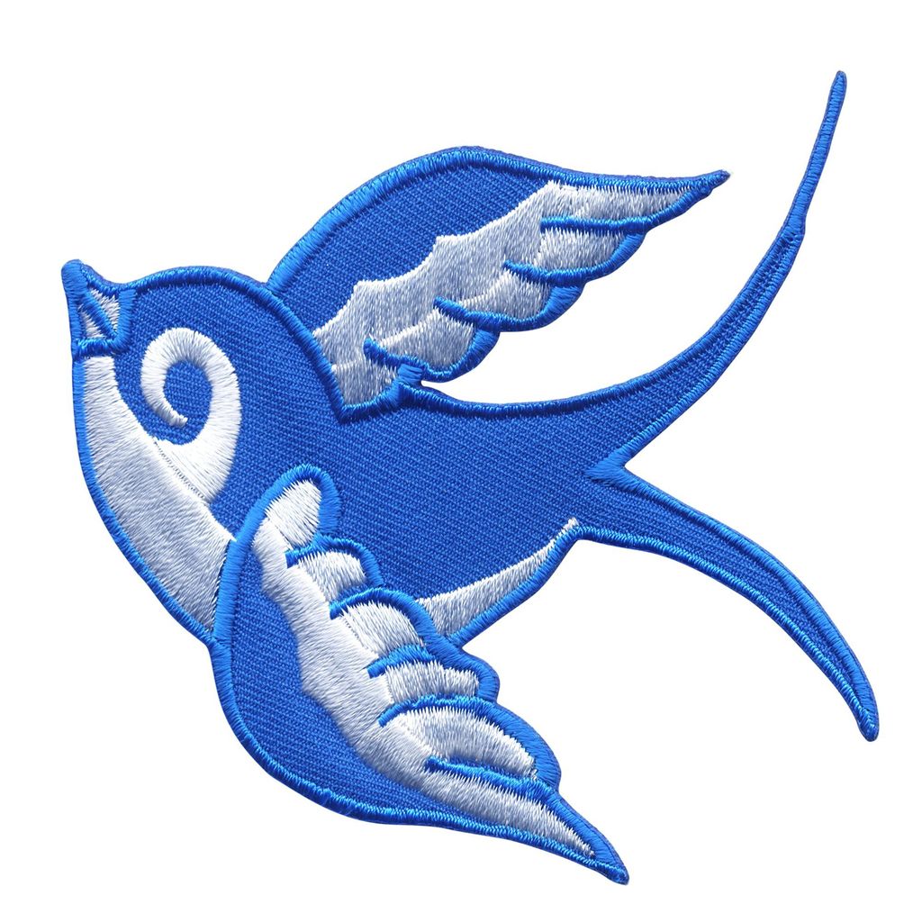 Aufnäher - Schwalbe - blau-weiß - Kopf links - Patch