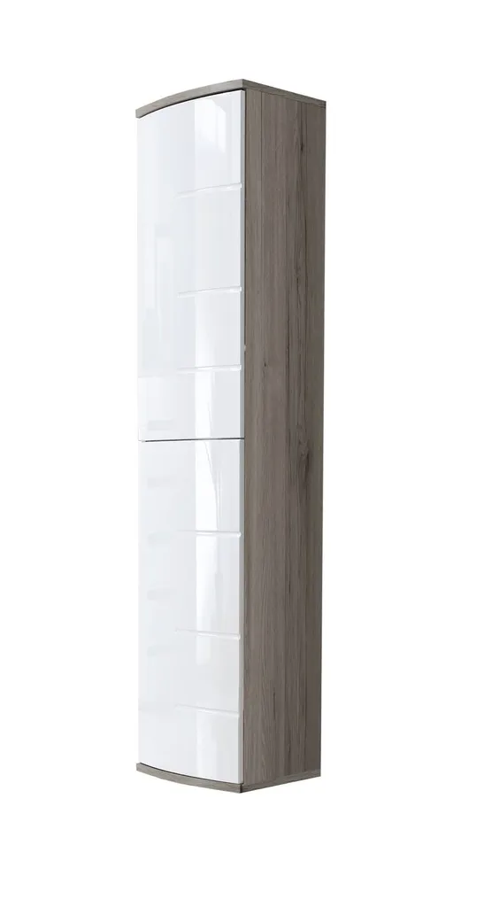Étagère étroite OLHA chêne san remo et blanc pour petit espace