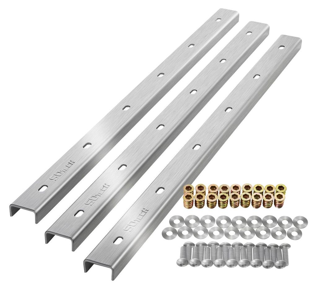 SOTECH Gratleiste U-FORM 600 mm – Edelstahl SS201, Tischplattenverbinder (3er Set)
