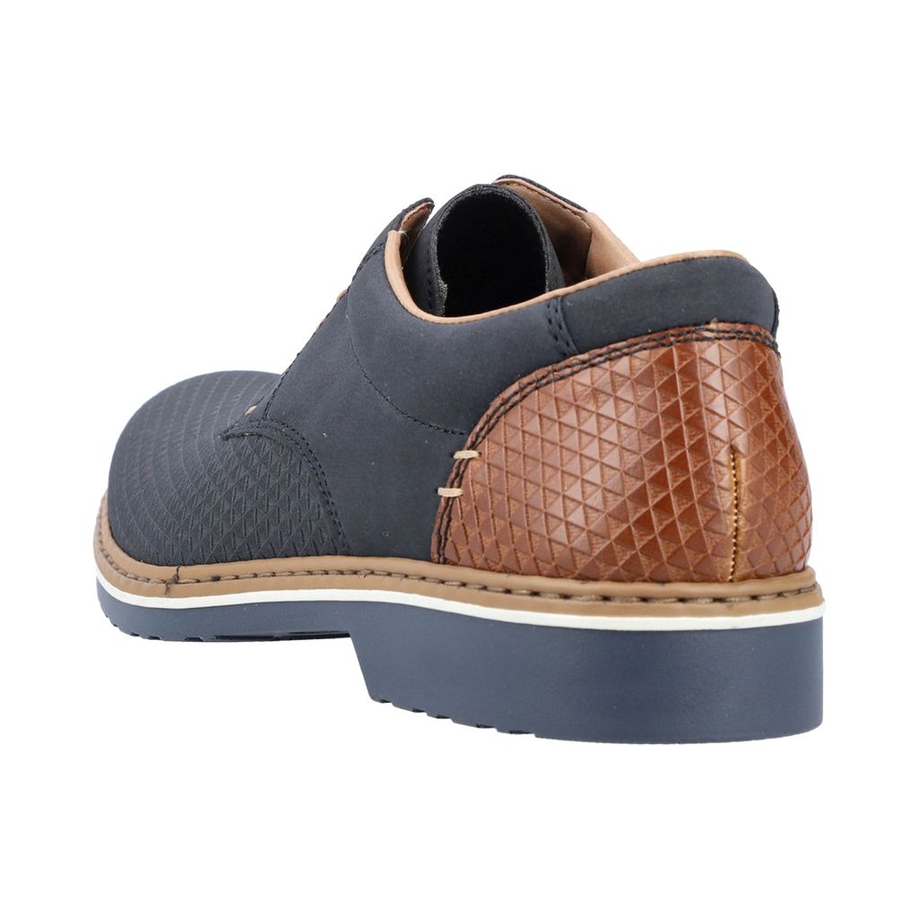 Rieker Herren Schnürschuh Halbschuh extra weit leicht geometrisches Muster 16504, Größe:41 EU, Farbe:Blau