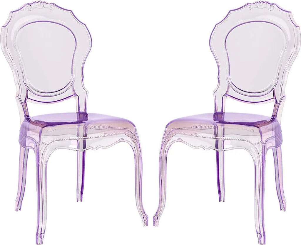 Gagnez de l'espace avec ce lot de 2 chaises transparentes empilables Lila