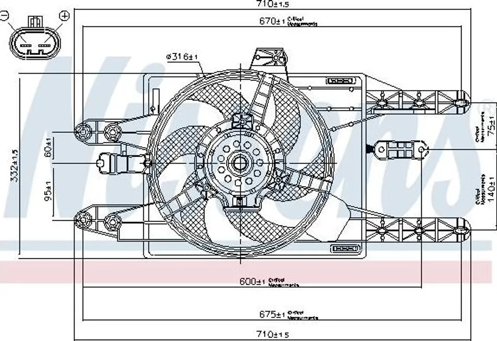 Nissens 85142 Ventilateur de Radiateur OE 46527424 pour Punto et Lancia Y