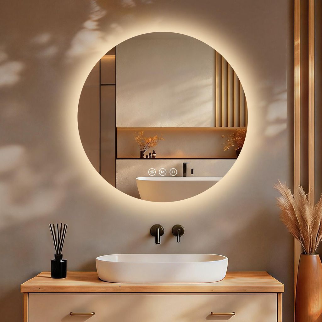 S'AFIELINA Miroir de salle de bain LED rond Miroir de salle Image du produit 