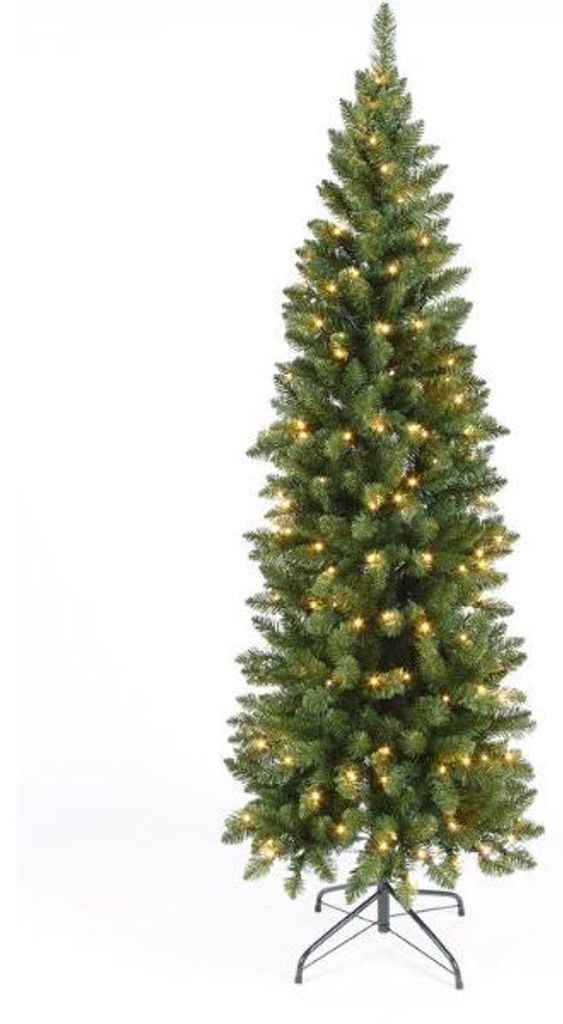Pencil boom prelit H210 D60 cm groen/wit prelit met lampjes Productafbeelding 