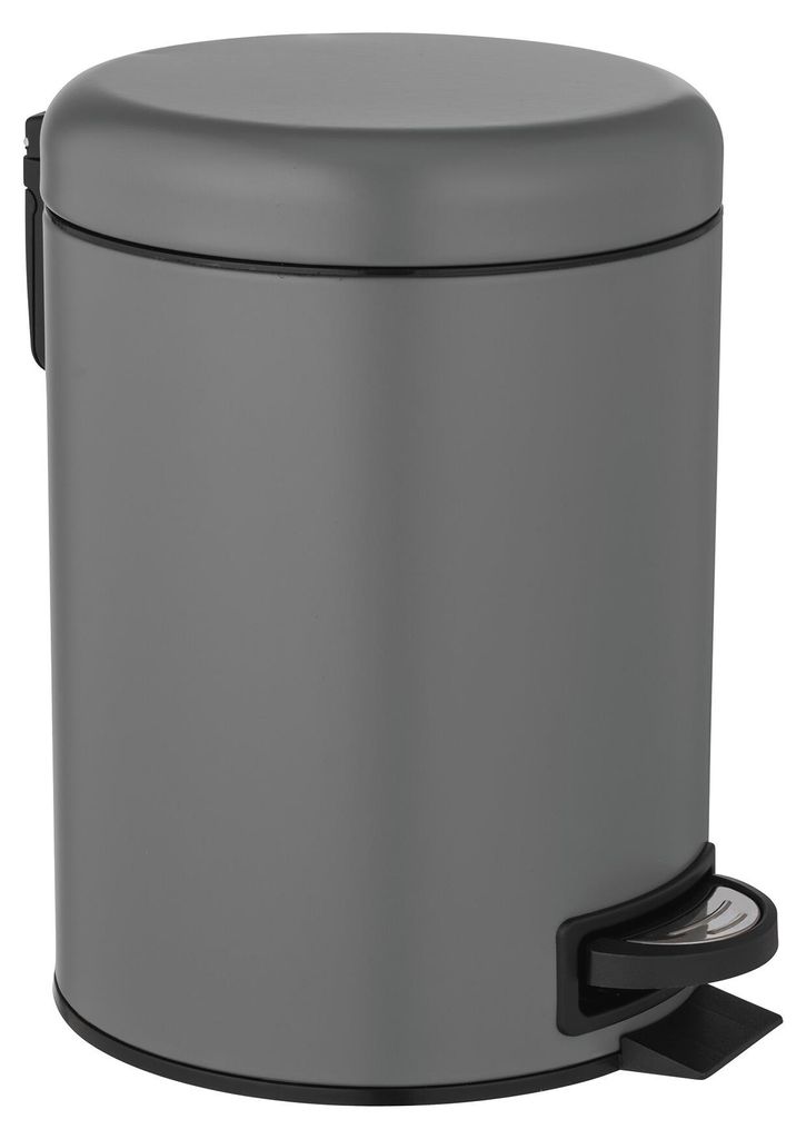 WENKO Müll Eimer 5 L LEMAN Abfall Tret Kosmetik Müll Eimer Grau Bad Gäste WC