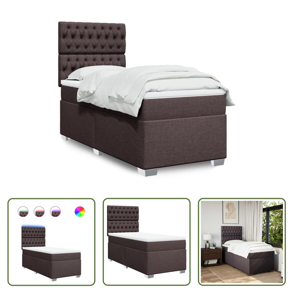 The Living Store Boxspringbett mit Matratze Dunkelbraun 80x200 cm Stoff