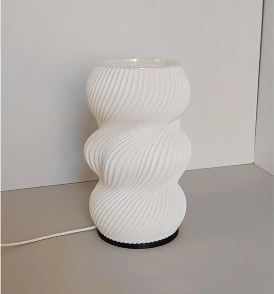 Lampe de Table avec Variateur USB - Vase Fleur Impression 3D Originale - 3