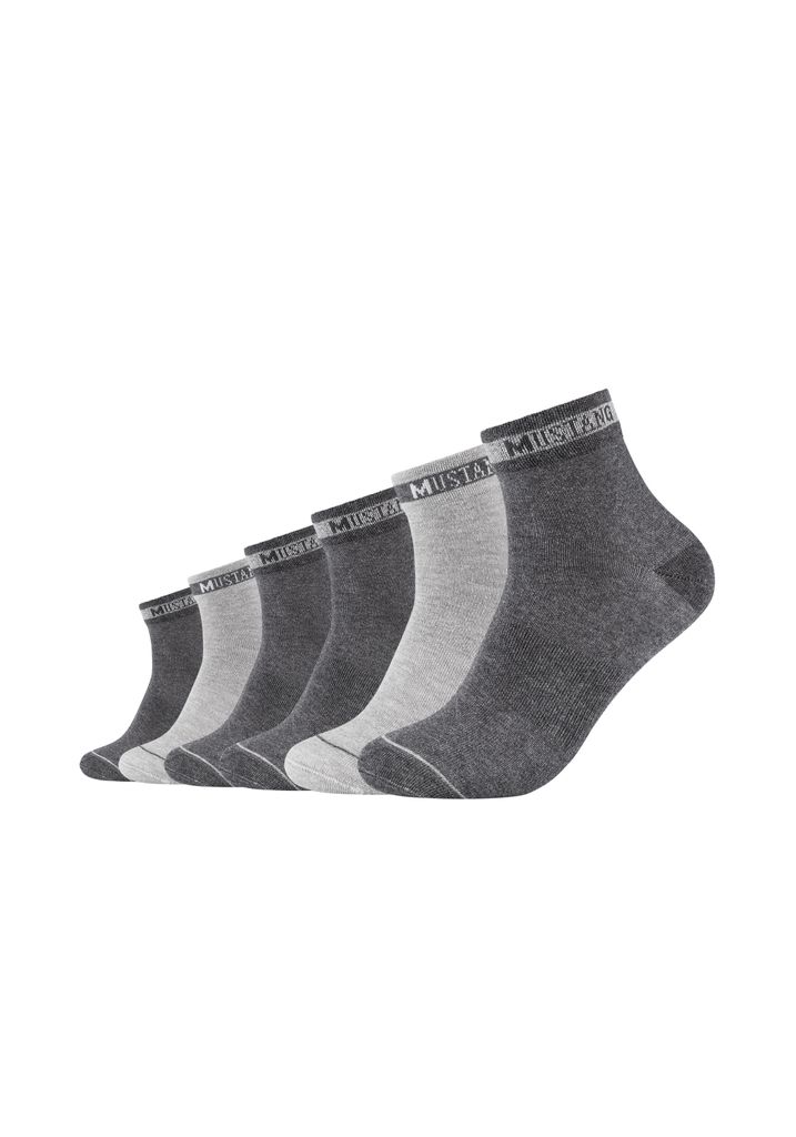 Mustang Kurzsocken 6er Pack True Denim Organic Baumwolle mit weichem Komfortbund dark grey mix 39-42
