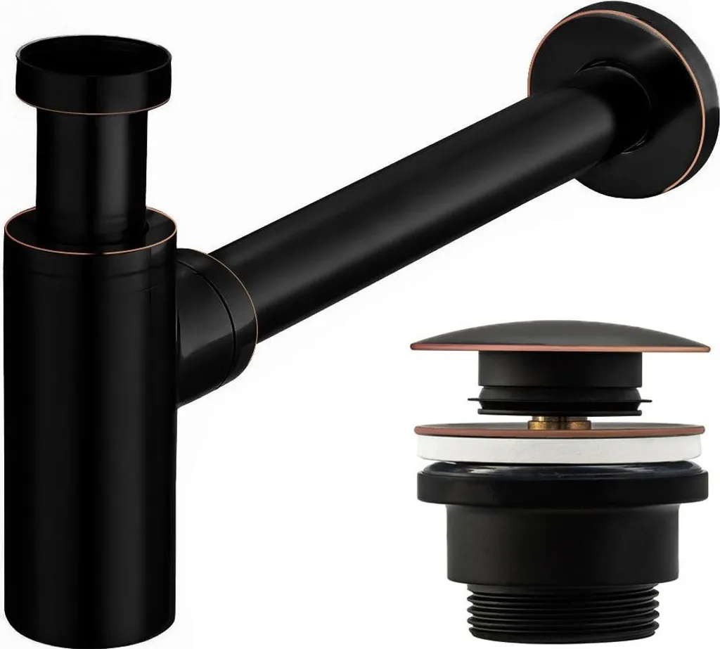 Sifone Lavabo Rea Klik-Klak Old Black Nero Opaco | Arredo Bagno Retro