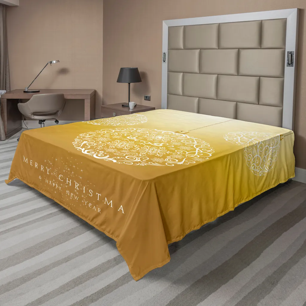 Drap de dessus de Noël non décolorant et ultra doux 260x228cm moutarde