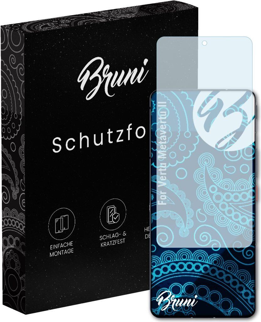 Bruni Basics-Clear 2x Schutzfolie kompatibel mit Vertu Metavertu II Folie