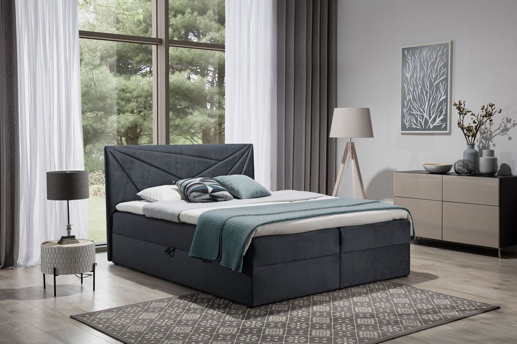 Boxspringbett 120x200 IVANA 5 - Dunkelgrau + GRATIS Matratzenauflage