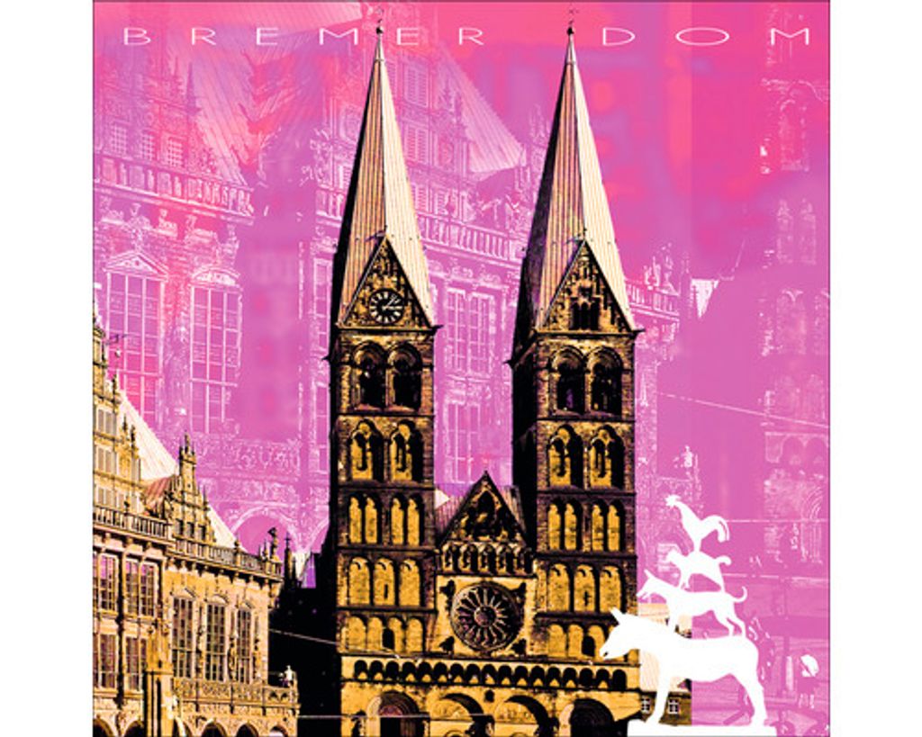 Glasbild Bremen Dom pink 20x20 cm