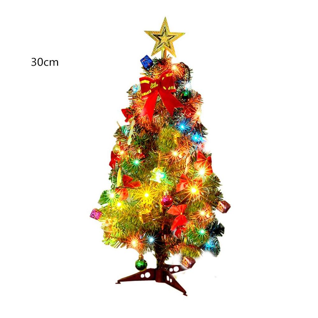 30cm Mini Weihnachtsbaum mit LEDs,Künstlicher Weihnachtsbaum Tannenbaum mit Stern-Baumspitze und Deko,Advent,Weihnachten