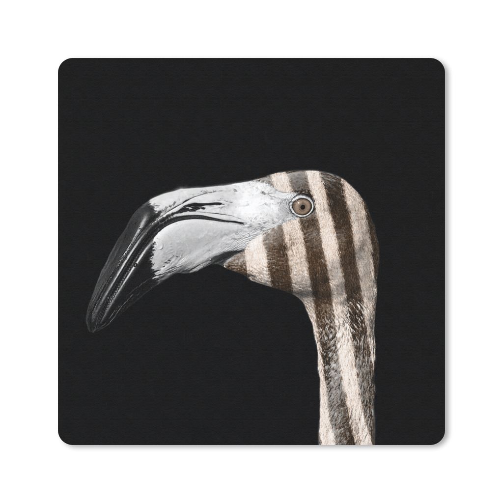 MuchoWow Mauspad Mousepad Flamingo - Schnabel - Linie 20x20 cm - Mousepads - Maus Mat - Pad - Mausunterlage - Desk Mat - Bureauartikeln
