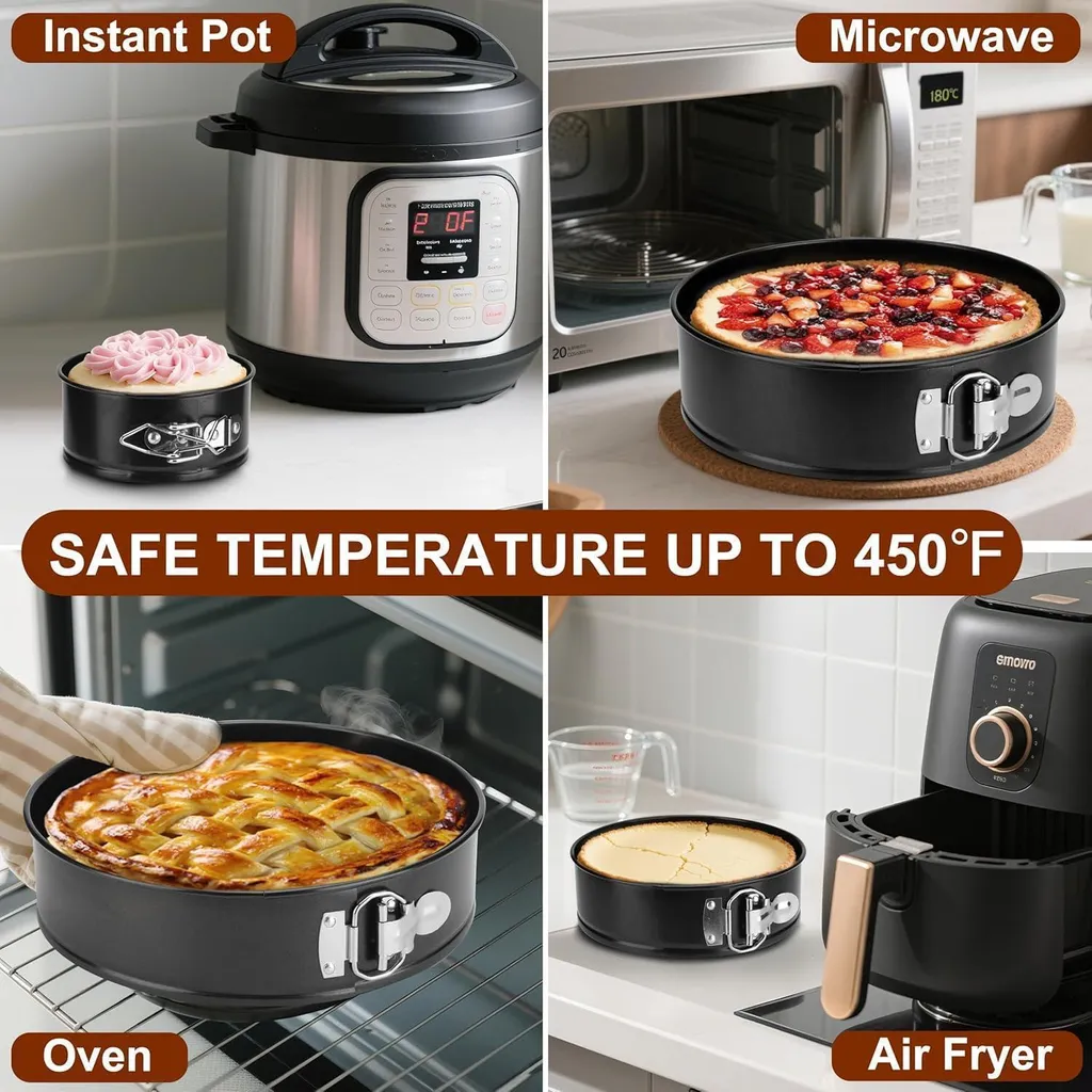 Stampi Torta a Cerniera isheTao Set 4 Pezzi | Ideale per Cheesecake - 4