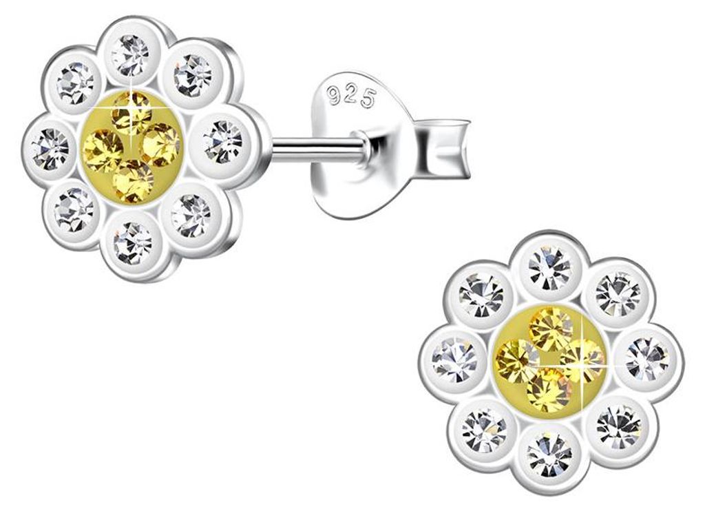 Ohrringe Mädchen Silber 925: Ohrstecker Blume Produktbild 