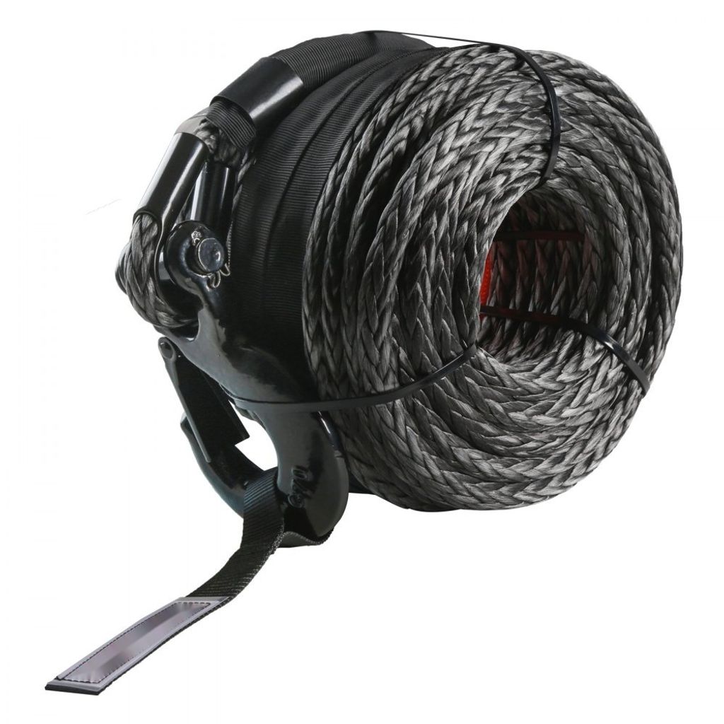 Synthetisches Windenseil - 1/2 Zoll x 92 Fuß - 32.000 lbs - Hochleistungs-Windenleine mit Schutzhülle und geschmiedetem Haken - Universell passen...