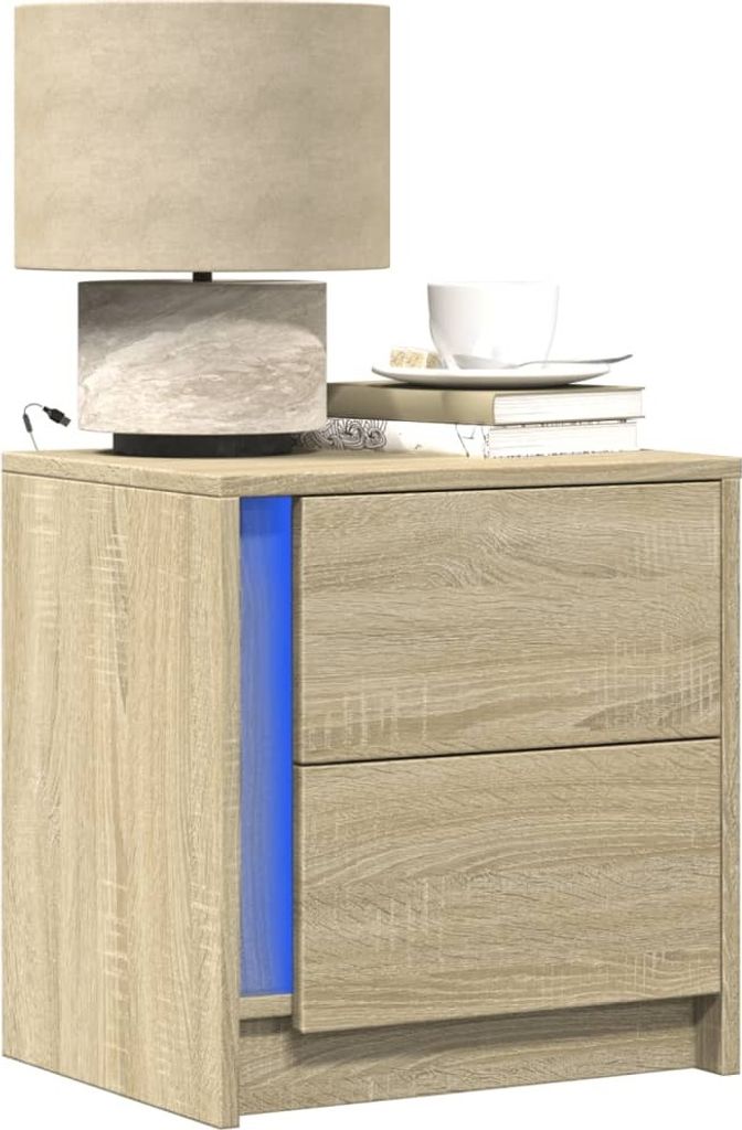 Maison Exclusive - Nachttische mit LED-Leuchten 2 Stk. Sonoma Eiche Holzwerkstoff
