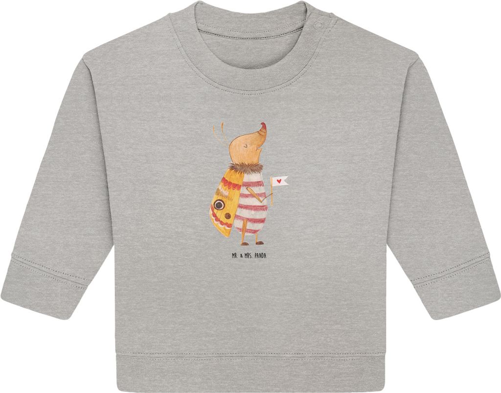 Mr. & Mrs. Panda Organic Baby Pullover Nachtfalter Fähnchen 12. - 18. Monat - Heather Grey - Geschenk, Spruch Witzig, Käfer, Lustig, Bullover, Lu...
