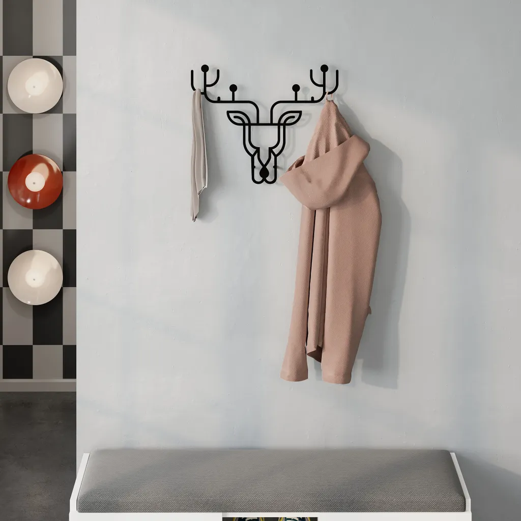 Suspension Décorative Cerf en Métal Noir - Décoration Murale Moderne - 6