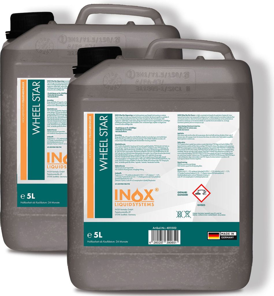 INOX Felgenreiniger Konzentrat 2x5 L - Spezial Felgen Reiniger für Alu & Stahl