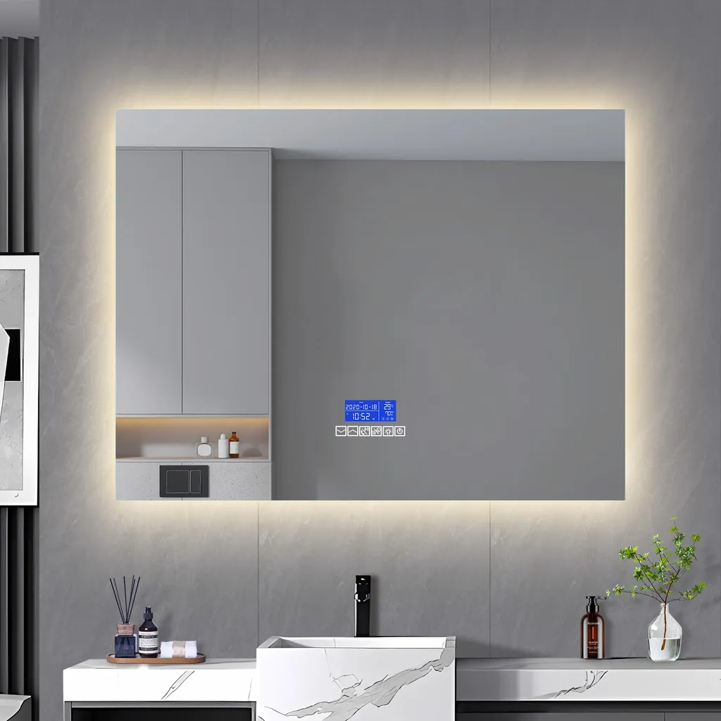 Miroir Lumineux Rectangulaire 100x80cm LED Connecté Bluetooth et Buée