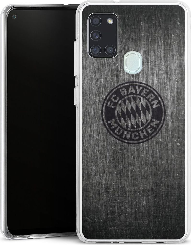 DeinDesign Handyhülle für Samsung Galaxy A21s Silikon Hülle Case Smartphone Schutzhülle FC Bayern München FCB Metallic Look