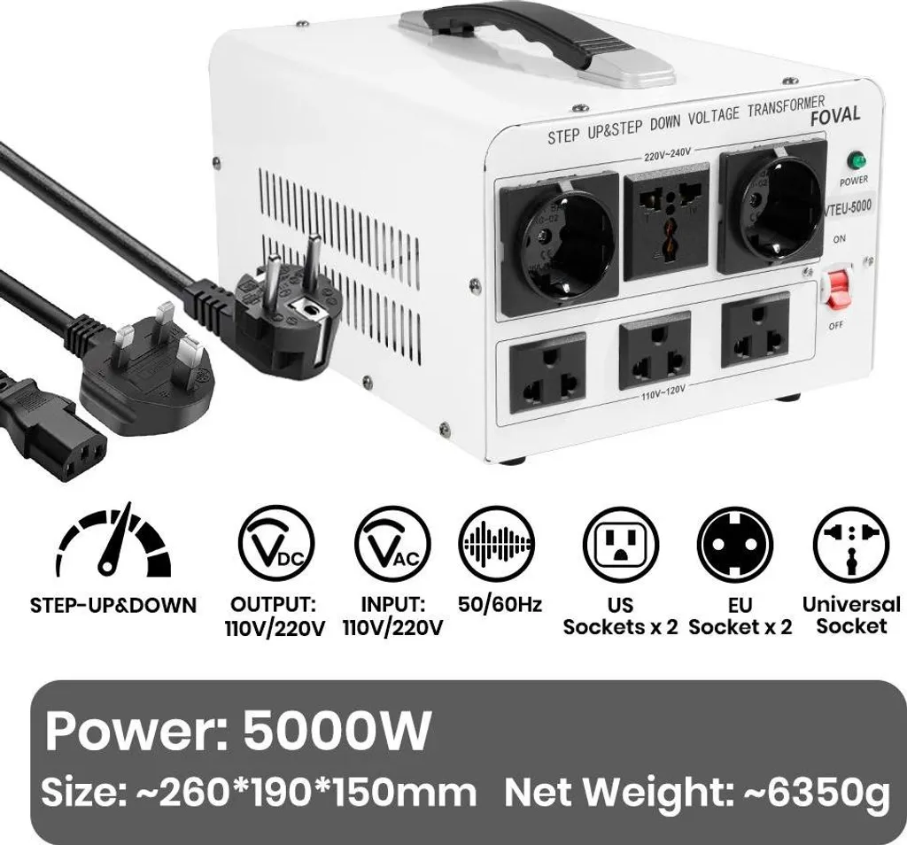 Transformateur 5000W Haute Capacité - Puissance et Sécurité Électrique - 2