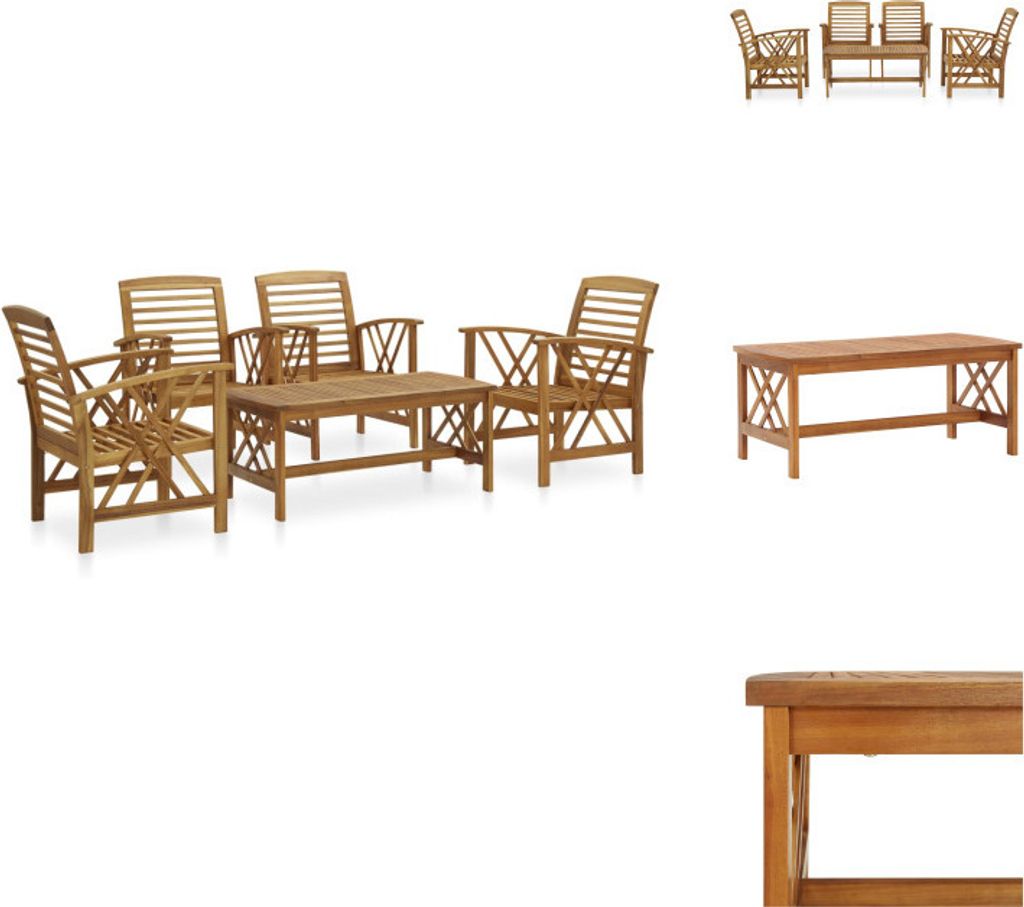 vidaXL 5-tlg. Garten-Lounge-Set Massivholz Akazie - Gartenmöbel-Sets