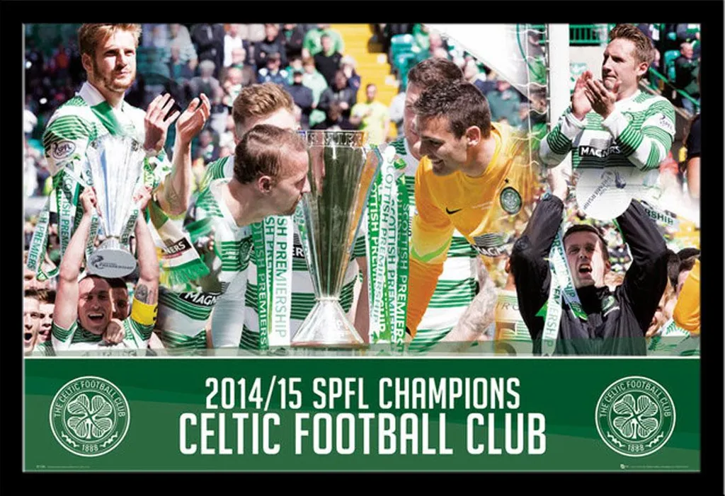 Affiche Celtic FC League Cup Winners 14-15 avec Cadre Shinsuke Maxi Noir