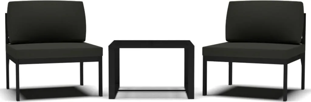 Ensemble jardin aluminium anthracite résistant avec coussins épais