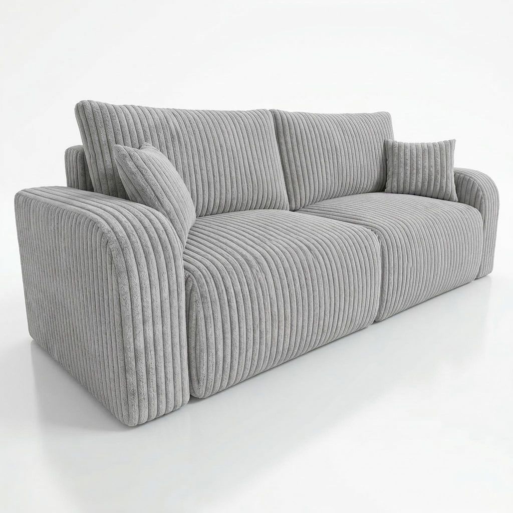 Wohnero24 Habana Schlafsofa 248 cm mit Bettfunktion 204x138 cm – Cord Sofa – Couch 3 Sitzer – Ausziehsofa mit 2 Bettkästen – Big Sofa Mode...