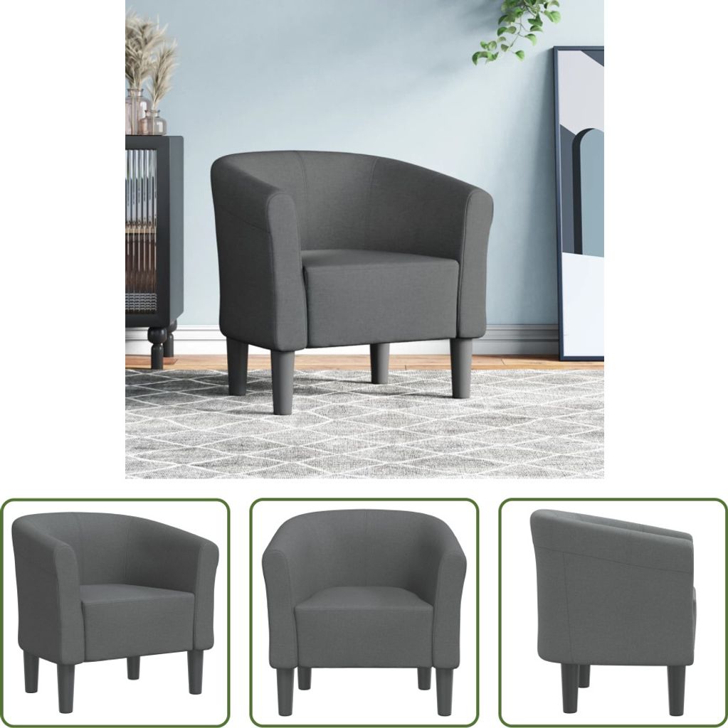 The Living Store Clubsessel Dunkelgrau Stoff