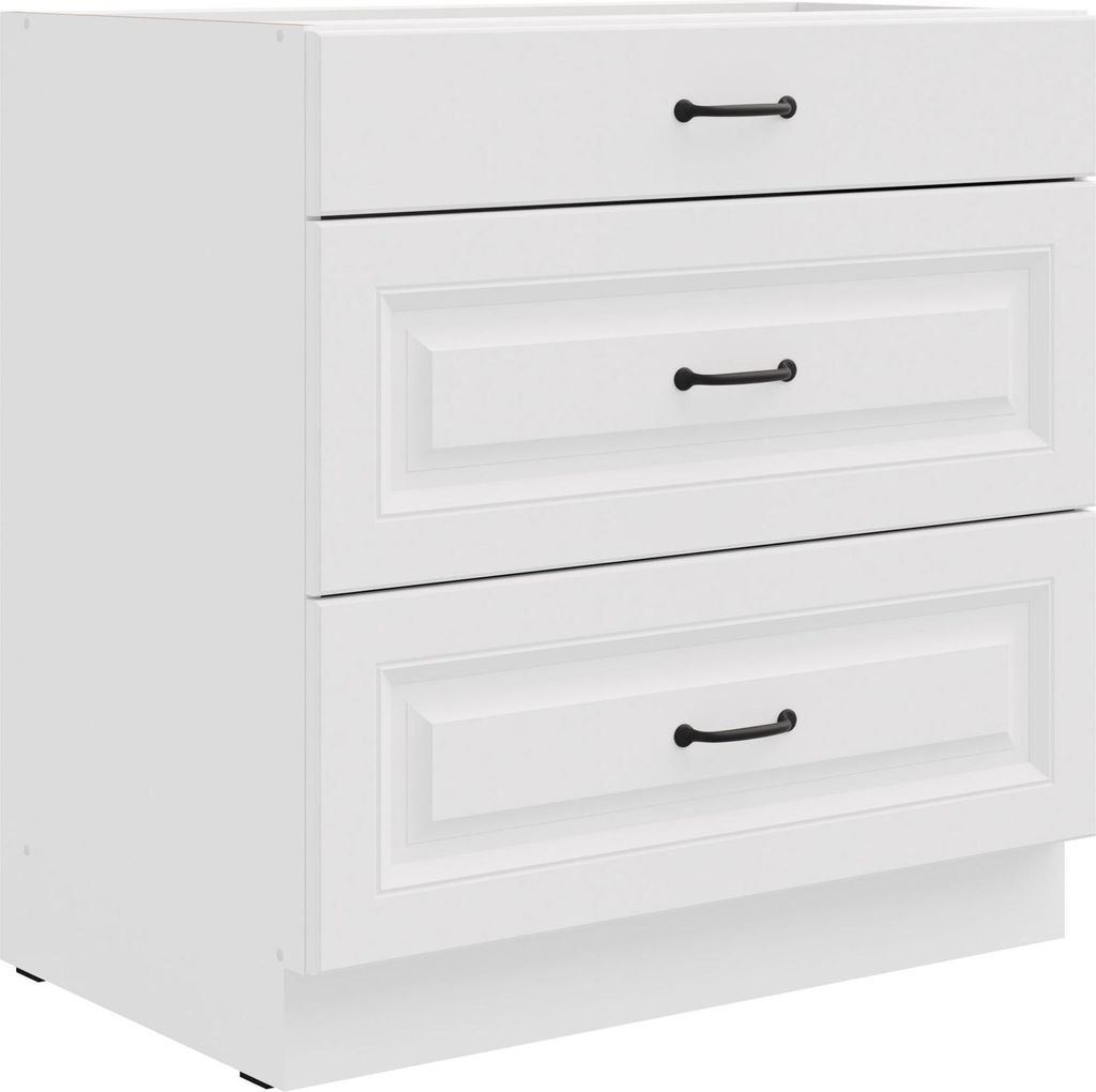 Küchen Unterschrank 80 cm Stilo Weiß Vollauszug Soft-Close Produktbild 