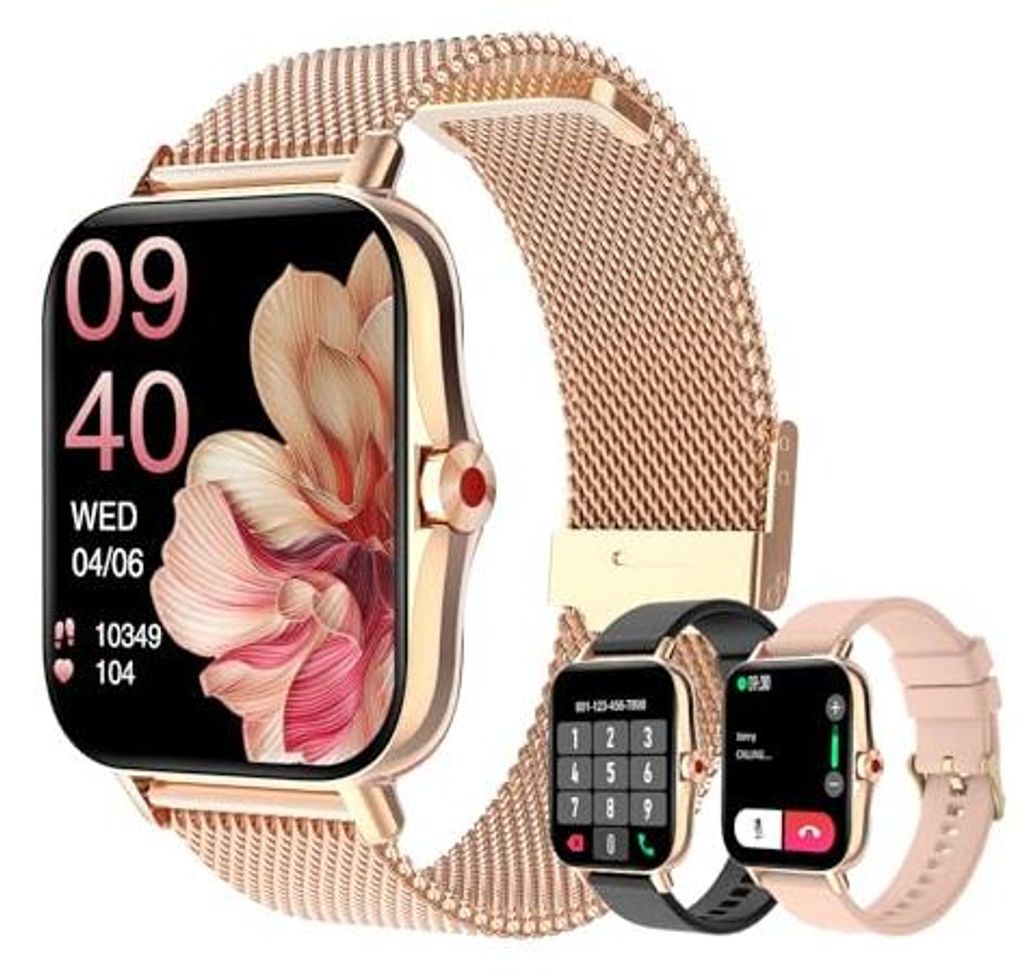 Smartwatch für Damen mit Telefonfunktion,Fitnessuhr für Android iOS Nachrichtenerinnerung Fitness Tracker 1.69" HD Touchscreen Sport Uhr mit Schl...